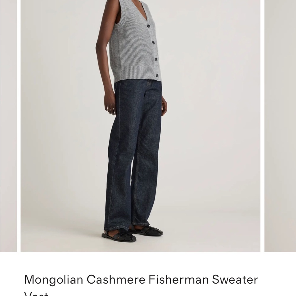 Quince Gray Cashmere V-Neck Sweater Vest - Picture 2 of 5